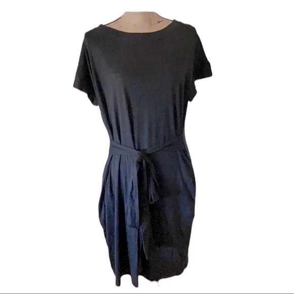 MEROKEETY Tie Front Black Dress Short Sleeve Large Casual Dark Lolita NWT Go… - Picture 2 of 7